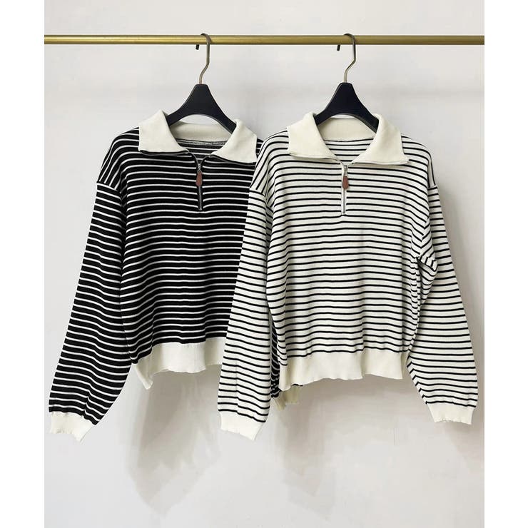 ハーフジップニットポロ ボーダートップス | SUNSHINE CLOSET | 詳細画像28 