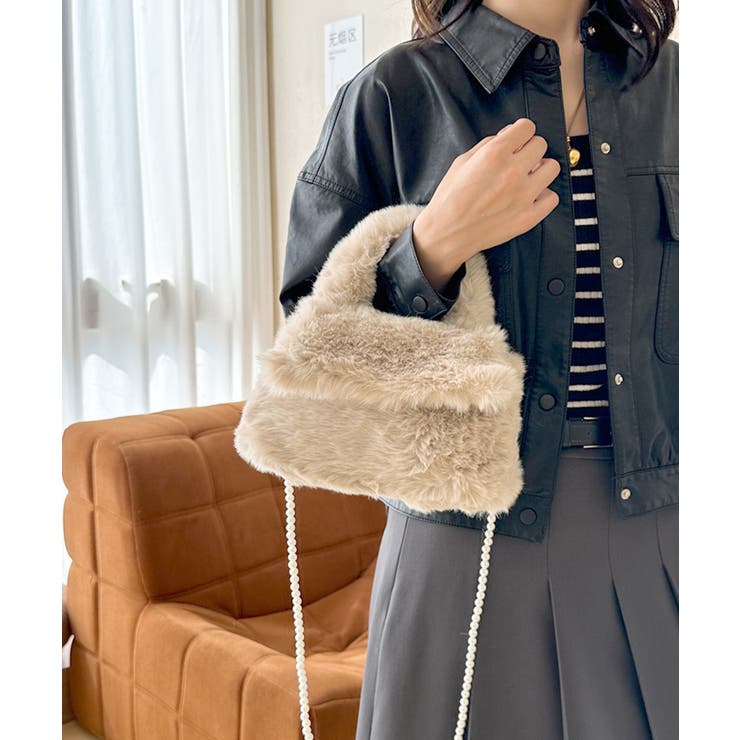 ファーショルダーバッグ パールチェーン鞄 | SUNSHINE CLOSET | 詳細画像12 