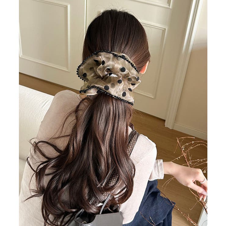 軽やかオーガンジーシュシュ フェミニンフリルまとめ髪 大人ガーリーヘアゴム韓国風… | SUNSHINE CLOSET | 詳細画像3 