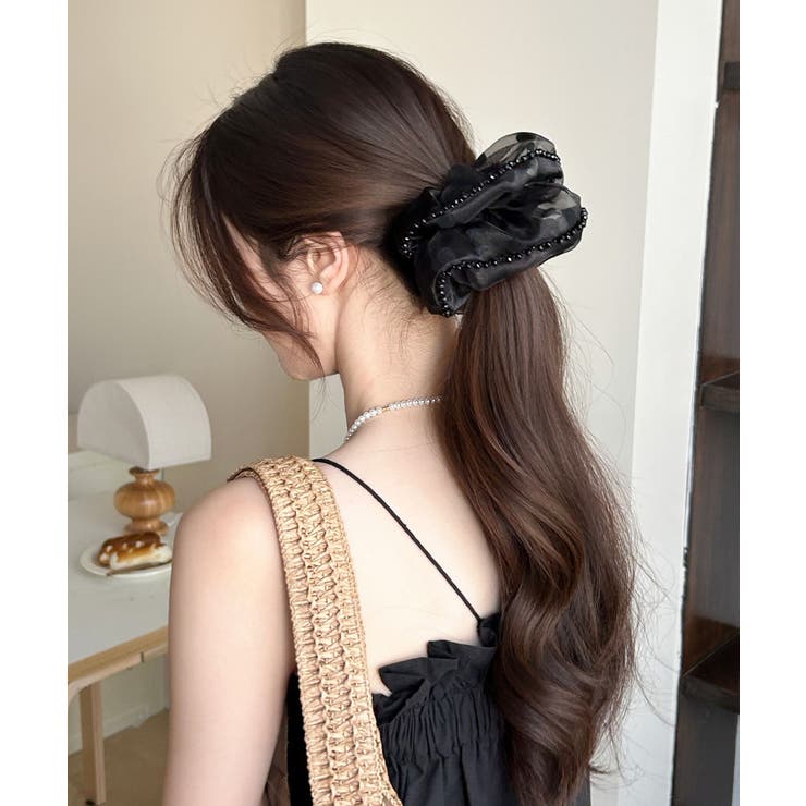 軽やかオーガンジーシュシュ フェミニンフリルまとめ髪 大人ガーリーヘアゴム韓国風… | SUNSHINE CLOSET | 詳細画像4 