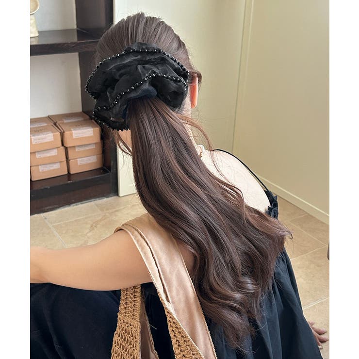 軽やかオーガンジーシュシュ フェミニンフリルまとめ髪 大人ガーリーヘアゴム韓国風… | SUNSHINE CLOSET | 詳細画像5 