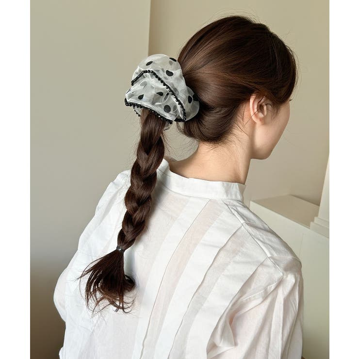 軽やかオーガンジーシュシュ フェミニンフリルまとめ髪 大人ガーリーヘアゴム韓国風… | SUNSHINE CLOSET | 詳細画像7 