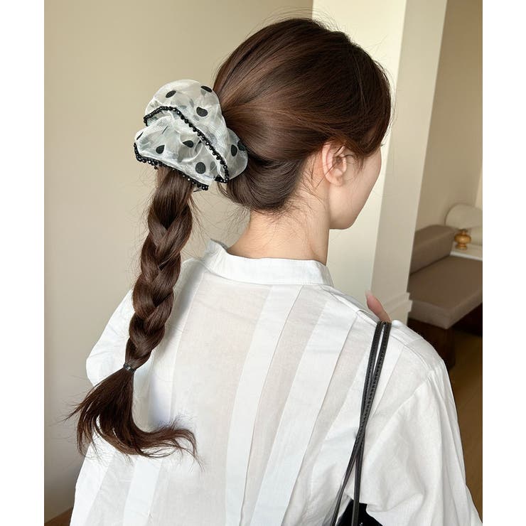 軽やかオーガンジーシュシュ フェミニンフリルまとめ髪 大人ガーリーヘアゴム韓国風… | SUNSHINE CLOSET | 詳細画像9 