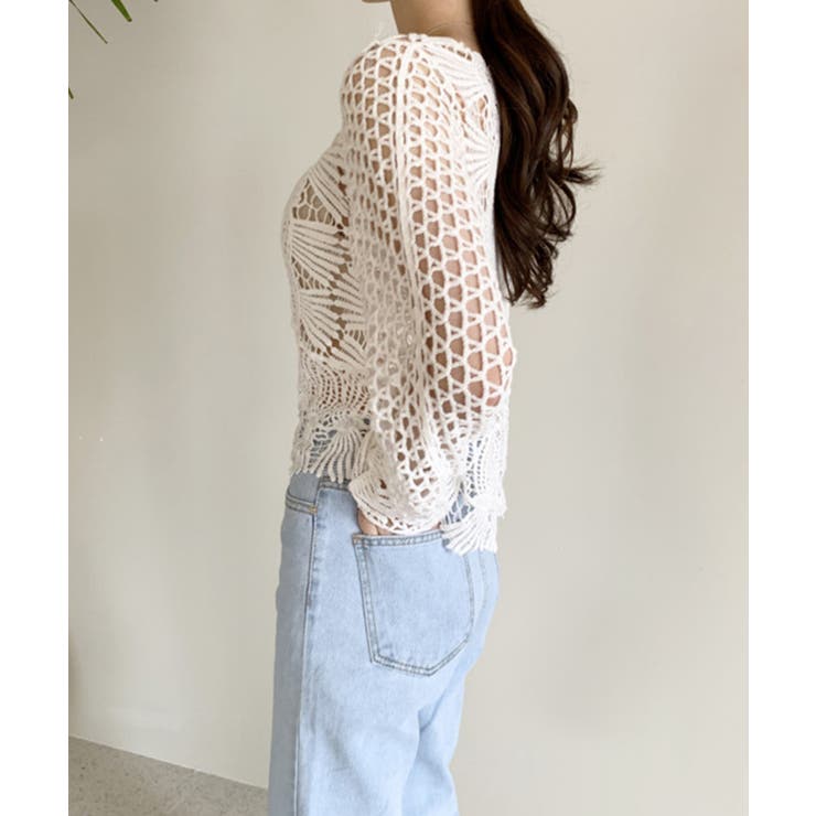 かぎ編みサマーニット 透かし編みトップス | SUNSHINE CLOSET | 詳細画像6 