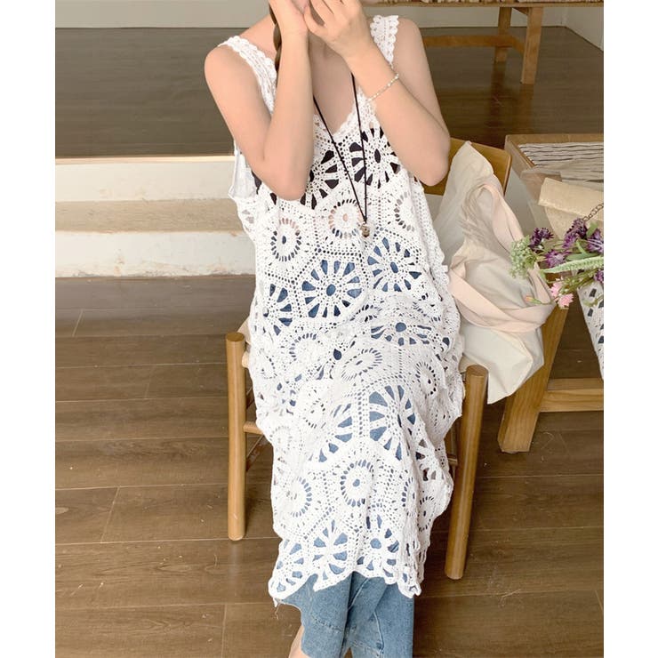 かぎ針編みボヘミアンワンピース カットワーク刺しゅうワンピ 春夏秋服 | SUNSHINE CLOSET | 詳細画像11 