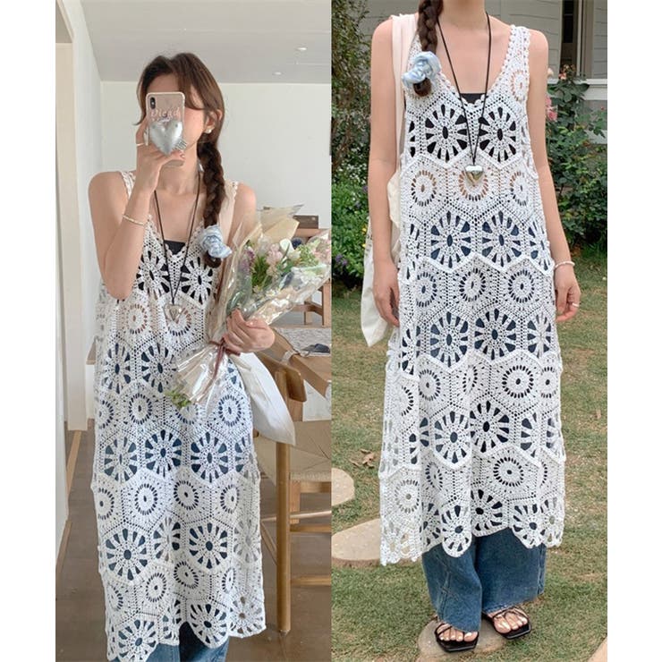 かぎ針編みボヘミアンワンピース カットワーク刺しゅうワンピ 春夏秋服 | SUNSHINE CLOSET | 詳細画像12 