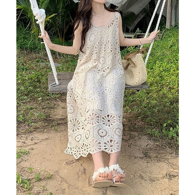 かぎ針編みボヘミアンワンピース カットワーク刺しゅうワンピ 春夏秋服 | SUNSHINE CLOSET | 詳細画像16 