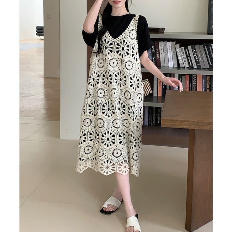 かぎ針編みボヘミアンワンピース カットワーク刺しゅうワンピ 春夏秋服 | SUNSHINE CLOSET | 詳細画像5 