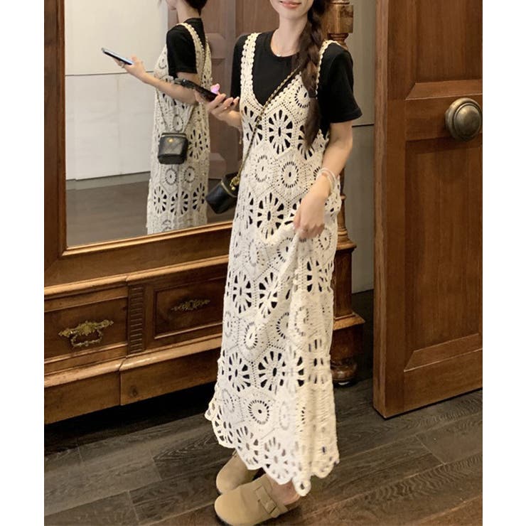かぎ針編みボヘミアンワンピース カットワーク刺しゅうワンピ 春夏秋服 | SUNSHINE CLOSET | 詳細画像8 