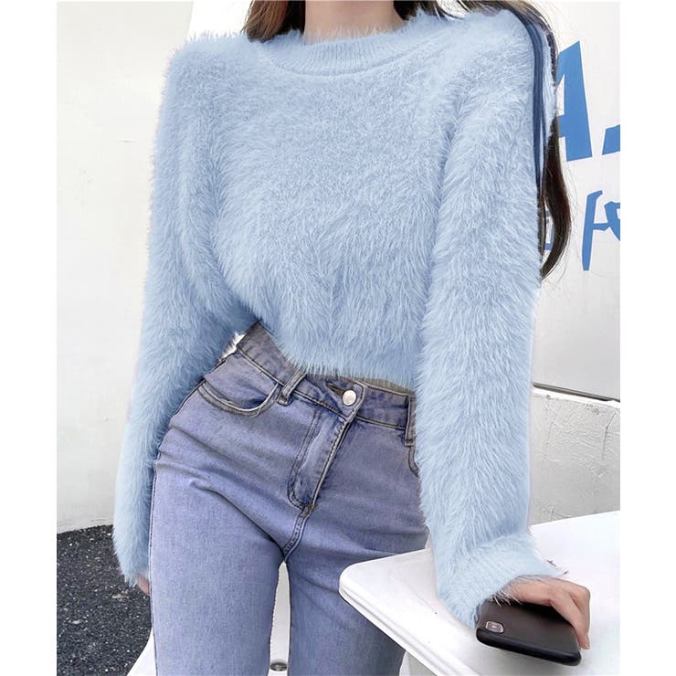 ショート丈 シャギーニットトップス韓国風 | SUNSHINE CLOSET | 詳細画像1 