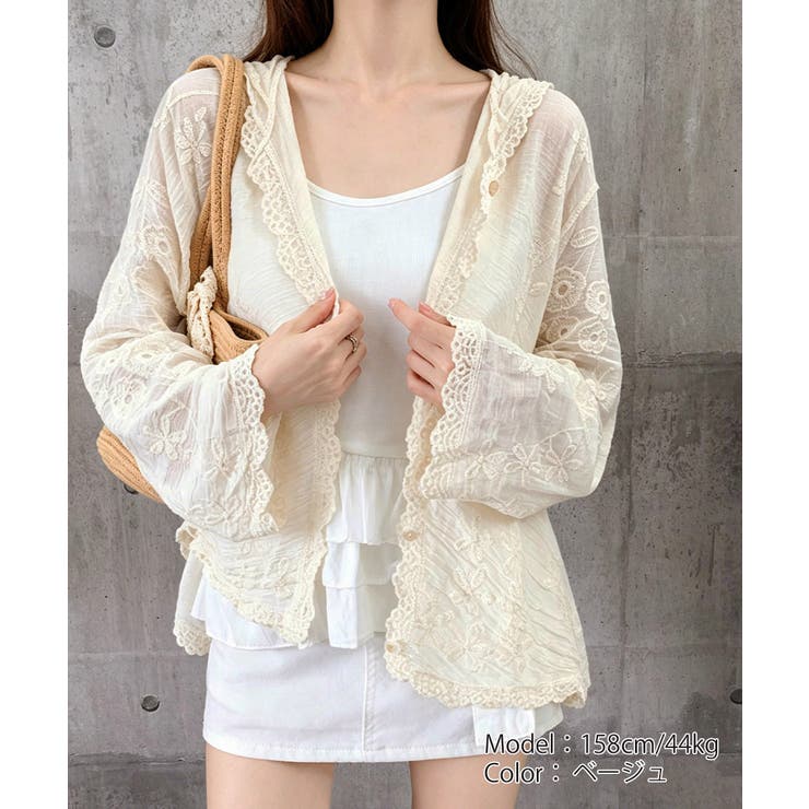 日焼け対策サマーカーディガン 長袖薄手フーディー ナチュラル | SUNSHINE CLOSET | 詳細画像18 