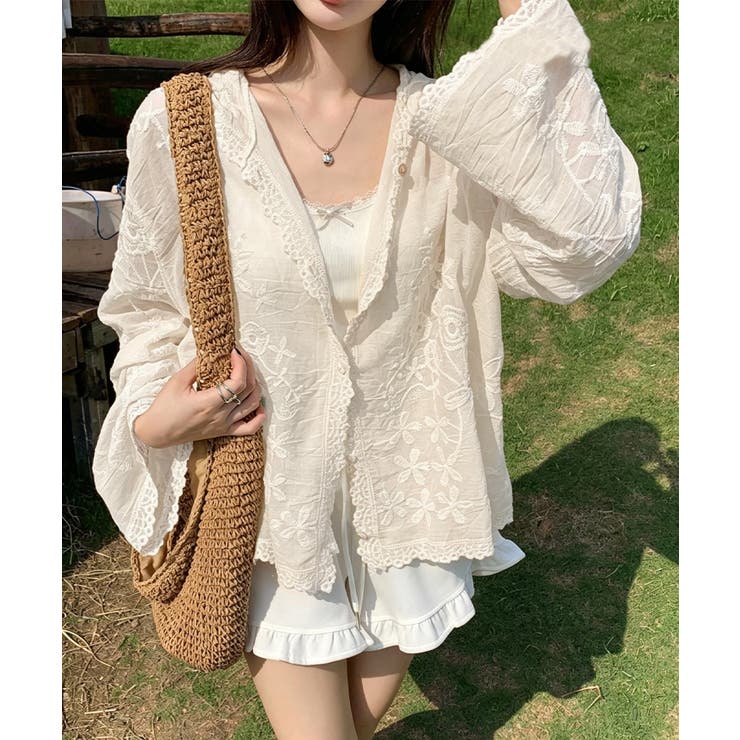 日焼け対策サマーカーディガン 長袖薄手フーディー ナチュラル | SUNSHINE CLOSET | 詳細画像8 