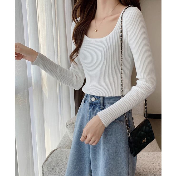 Uネックリブトップススクエアネックニット | SUNSHINE CLOSET | 詳細画像11 