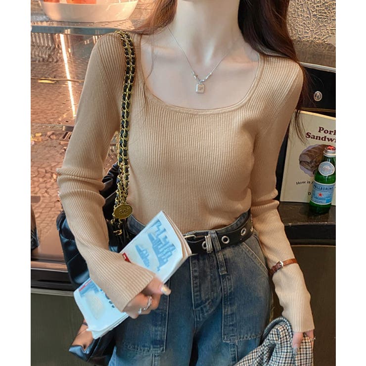 Uネックリブトップススクエアネックニット | SUNSHINE CLOSET | 詳細画像12 