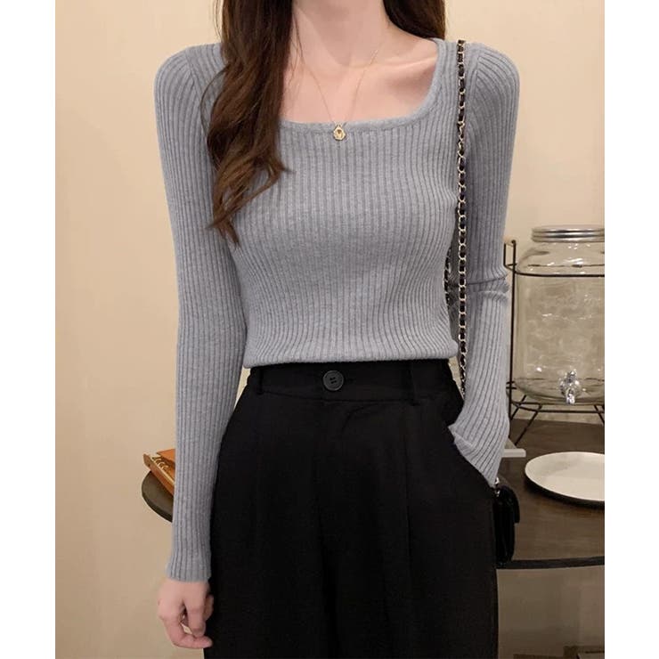 Uネックリブトップススクエアネックニット | SUNSHINE CLOSET | 詳細画像15 