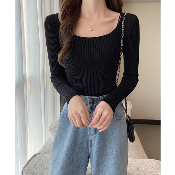 Uネックリブトップススクエアネックニット | SUNSHINE CLOSET | 詳細画像6 