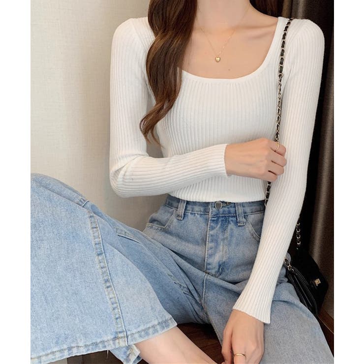 Uネックリブトップススクエアネックニット | SUNSHINE CLOSET | 詳細画像9 