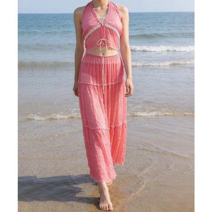 ホルタートップスセクシービキニボトム ティアードスカート おしゃれリゾート水着セ… | SUNSHINE CLOSET | 詳細画像14 