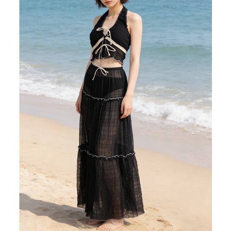 ホルタートップスセクシービキニボトム ティアードスカート おしゃれリゾート水着セ… | SUNSHINE CLOSET | 詳細画像8 