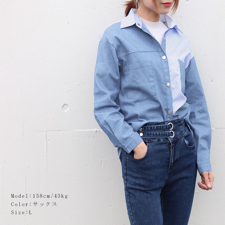 AEWEN MATOPH◆長袖ブラウス/デニムシャツ/36/デニム/IDG/無地/8711-263-0016 AEWEN MATOPH(イウエンマトフ) / 長袖ブラウス/デニムシャツ/36