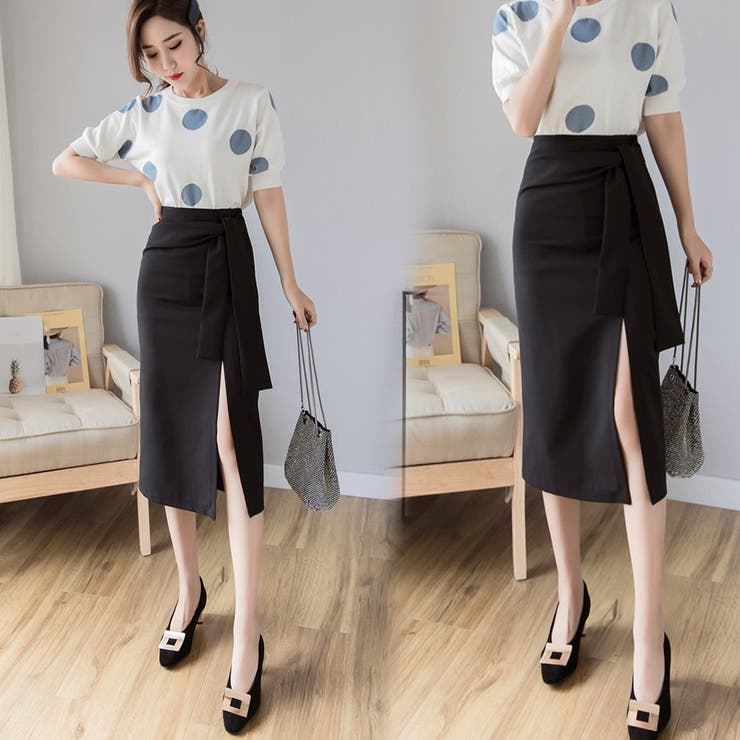 タイトスカート 膝丈 ウエストリボン韓国 | SUNSHINE CLOSET | 詳細画像6 