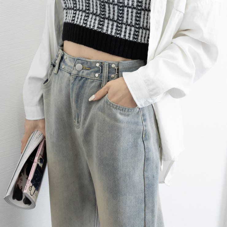 ハイウエスト デニム ワイドパンツ 韓国 | SUNSHINE CLOSET | 詳細画像23 