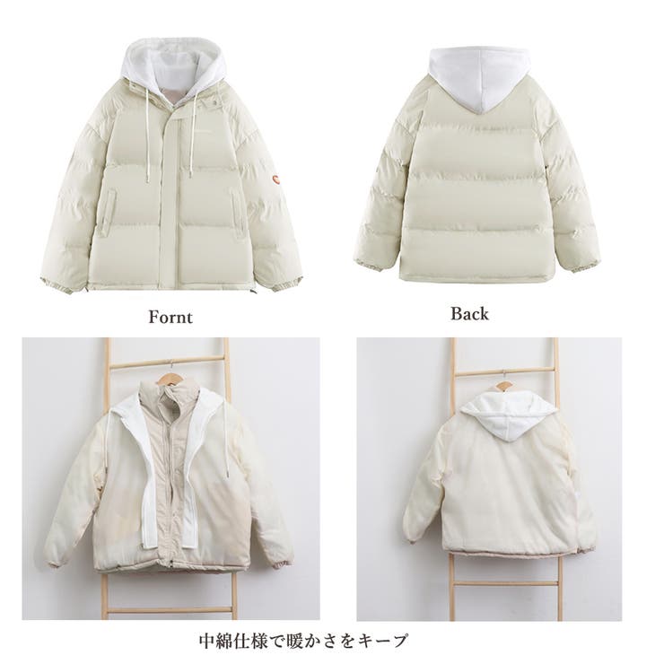 フーデッド エコダウンジャケット重ね着風 | SUNSHINE CLOSET | 詳細画像3 