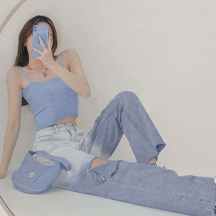 ダメージ デニムパンツ ハイウエスト韓国 | SUNSHINE CLOSET | 詳細画像13 