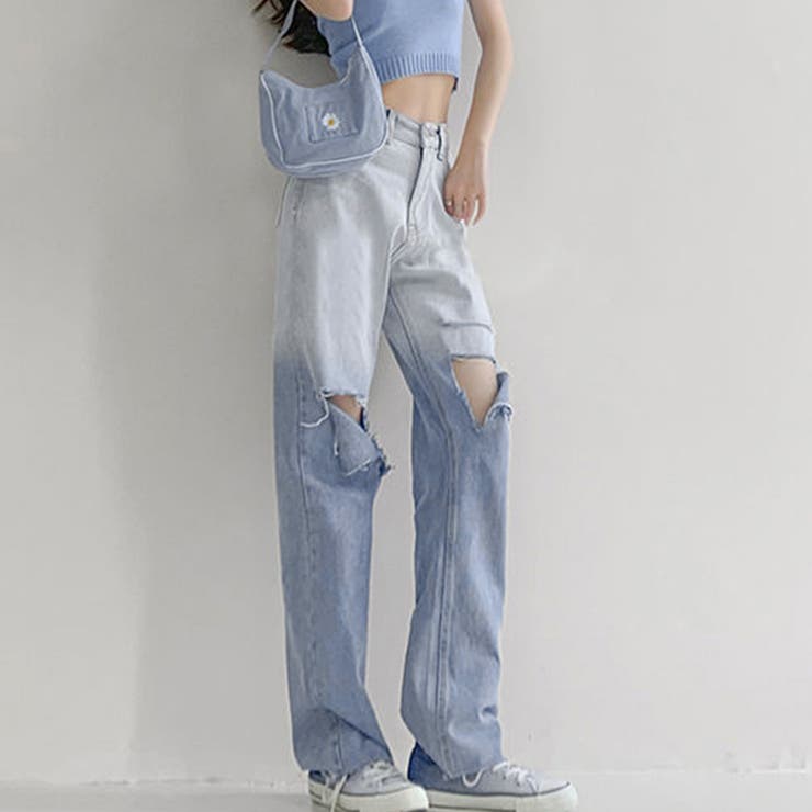 ダメージ デニムパンツ ハイウエスト韓国 | SUNSHINE CLOSET | 詳細画像2 