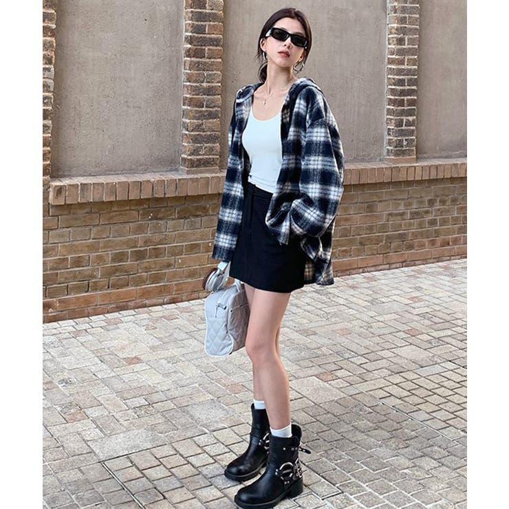 チェック柄フーデッドシャツレディース秋冬 | SUNSHINE CLOSET | 詳細画像18 