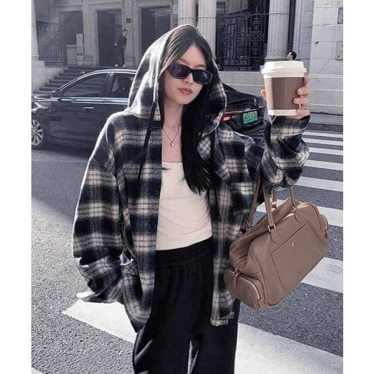 チェック柄フーデッドシャツレディース秋冬 | SUNSHINE CLOSET | 詳細画像22 