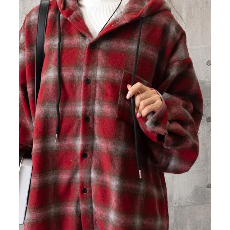 チェック柄フーデッドシャツレディース秋冬 | SUNSHINE CLOSET | 詳細画像25 