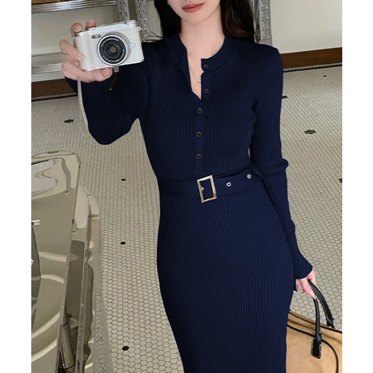 リブニットタイトワンピースウエストベルト | SUNSHINE CLOSET | 詳細画像10 