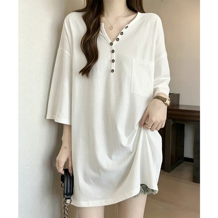 レディース オーバーサイズカットソー 体型カバーロングTシャツ | SUNSHINE CLOSET | 詳細画像12 