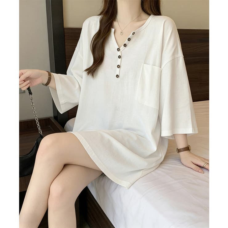 レディース オーバーサイズカットソー 体型カバーロングTシャツ | SUNSHINE CLOSET | 詳細画像15 