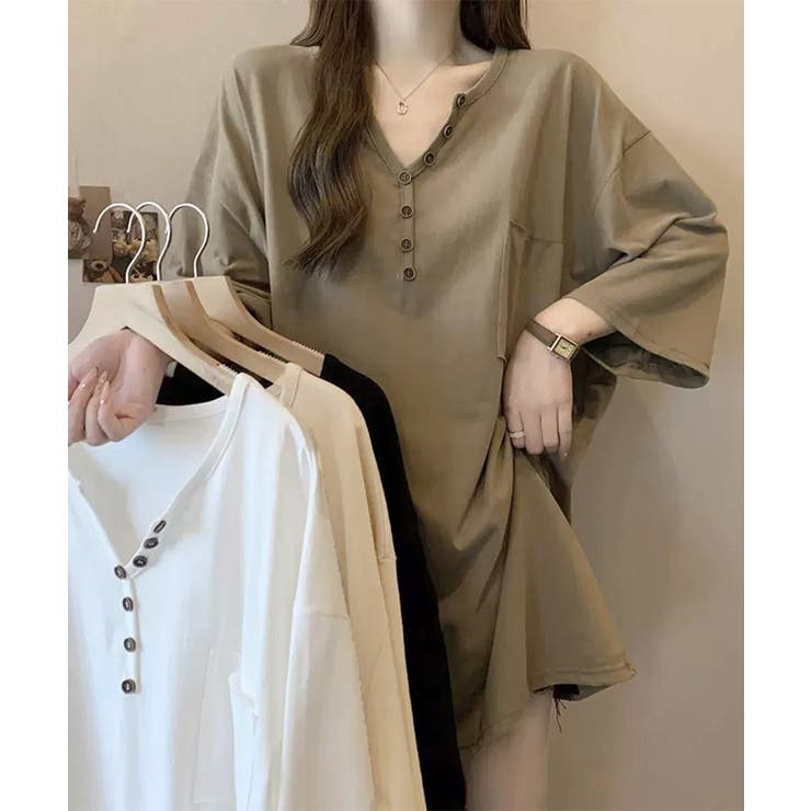 レディース オーバーサイズカットソー 体型カバーロングTシャツ | SUNSHINE CLOSET | 詳細画像17 