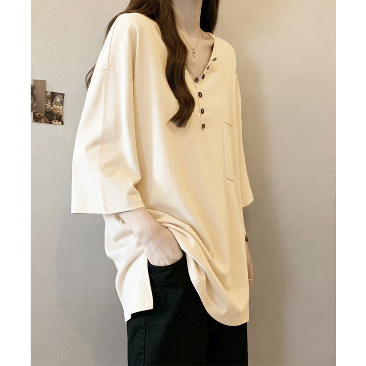 レディース オーバーサイズカットソー 体型カバーロングTシャツ | SUNSHINE CLOSET | 詳細画像2 