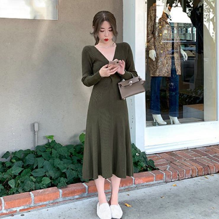 クローゼット レディース ワンピース トップス Midi dresses Ocher