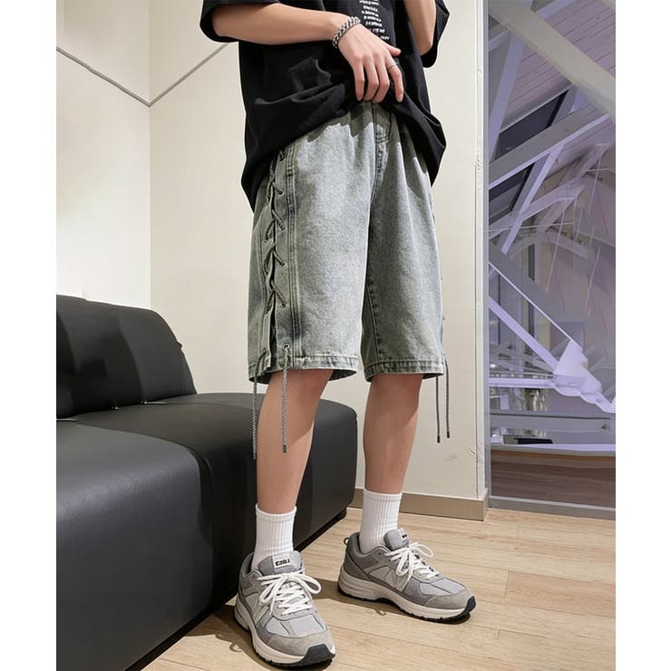 韓国風男女兼用ハーフパンツストリート ワイド短パン ルーズデニムショーツ膝丈Y2… | SUNSHINE CLOSET | 詳細画像1 