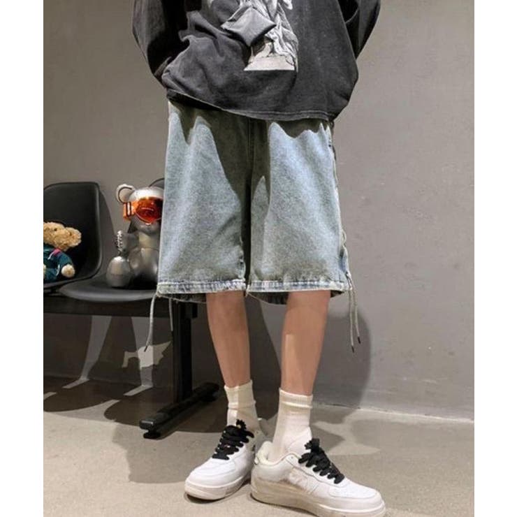 韓国風男女兼用ハーフパンツストリート ワイド短パン ルーズデニムショーツ膝丈Y2… | SUNSHINE CLOSET | 詳細画像10 