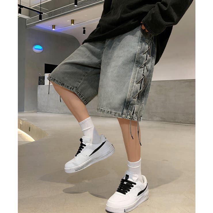 韓国風男女兼用ハーフパンツストリート ワイド短パン ルーズデニムショーツ膝丈Y2… | SUNSHINE CLOSET | 詳細画像17 
