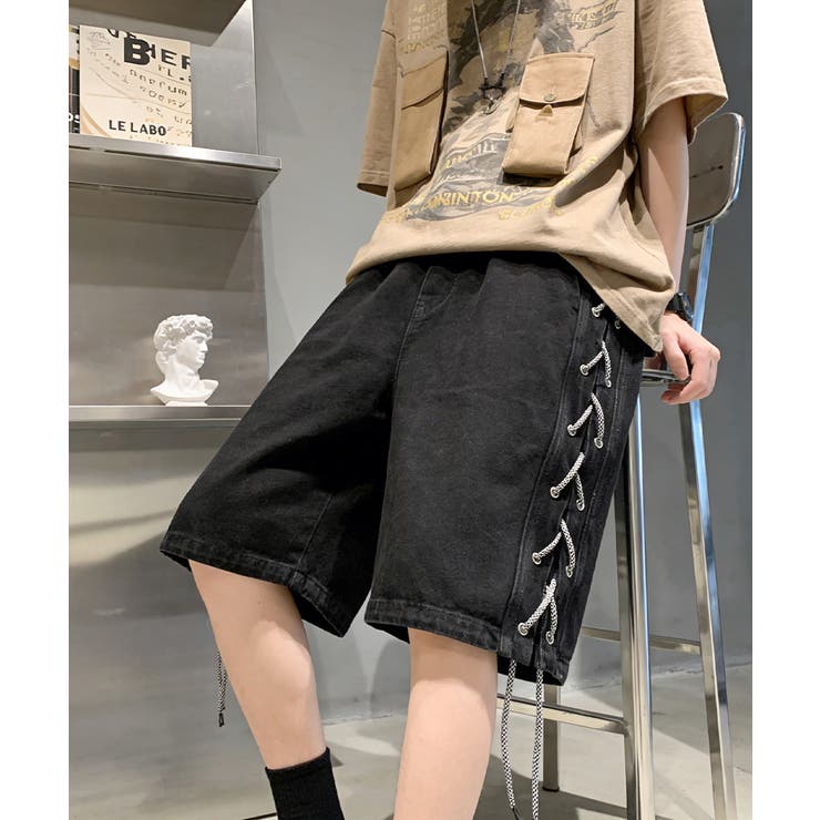 韓国風男女兼用ハーフパンツストリート ワイド短パン ルーズデニムショーツ膝丈Y2… | SUNSHINE CLOSET | 詳細画像2 