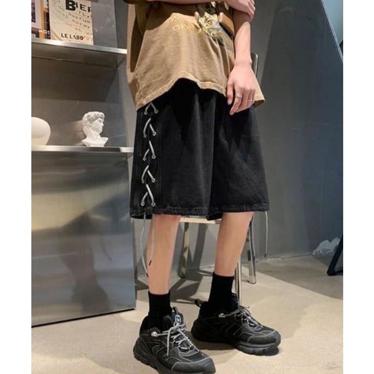 韓国風男女兼用ハーフパンツストリート ワイド短パン ルーズデニムショーツ膝丈Y2… | SUNSHINE CLOSET | 詳細画像4 