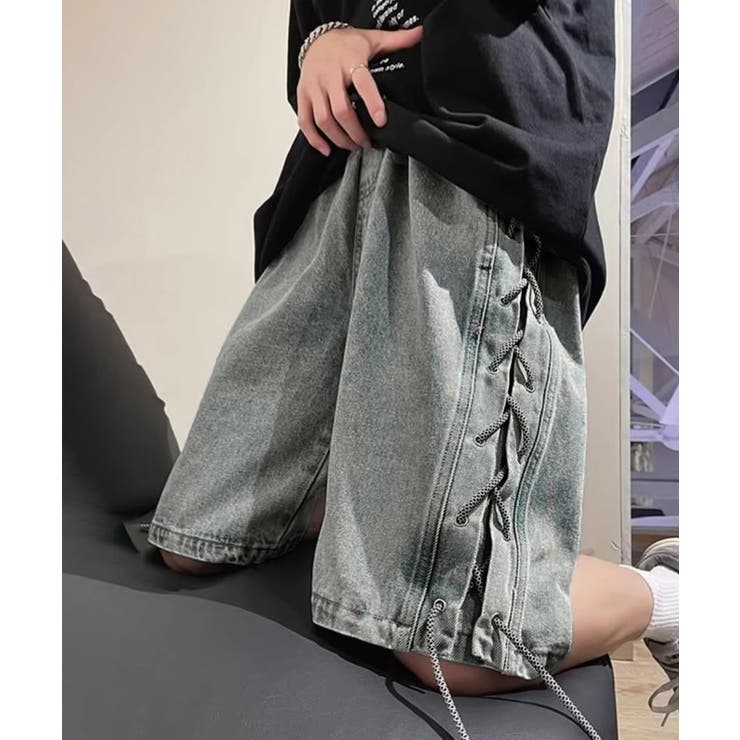 韓国風男女兼用ハーフパンツストリート ワイド短パン ルーズデニムショーツ膝丈Y2… | SUNSHINE CLOSET | 詳細画像7 
