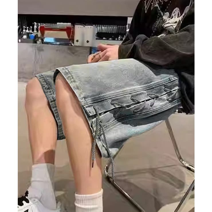 韓国風男女兼用ハーフパンツストリート ワイド短パン ルーズデニムショーツ膝丈Y2… | SUNSHINE CLOSET | 詳細画像8 