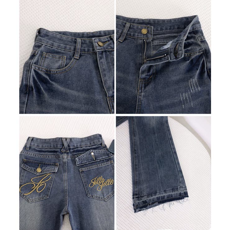 レトロ風ブーツカットデニム美脚脚長 ローライズベルボトム 足長見え | SUNSHINE CLOSET | 詳細画像18 