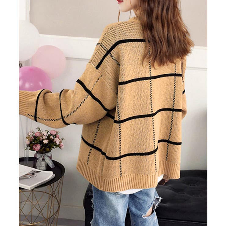 ニットカーディガン BIGチェック柄秋冬 | SUNSHINE CLOSET | 詳細画像10 