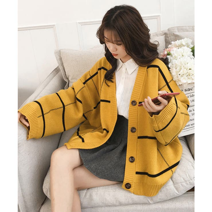 ニットカーディガン BIGチェック柄秋冬 | SUNSHINE CLOSET | 詳細画像12 