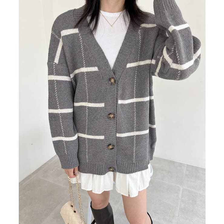 ニットカーディガン BIGチェック柄秋冬 | SUNSHINE CLOSET | 詳細画像15 