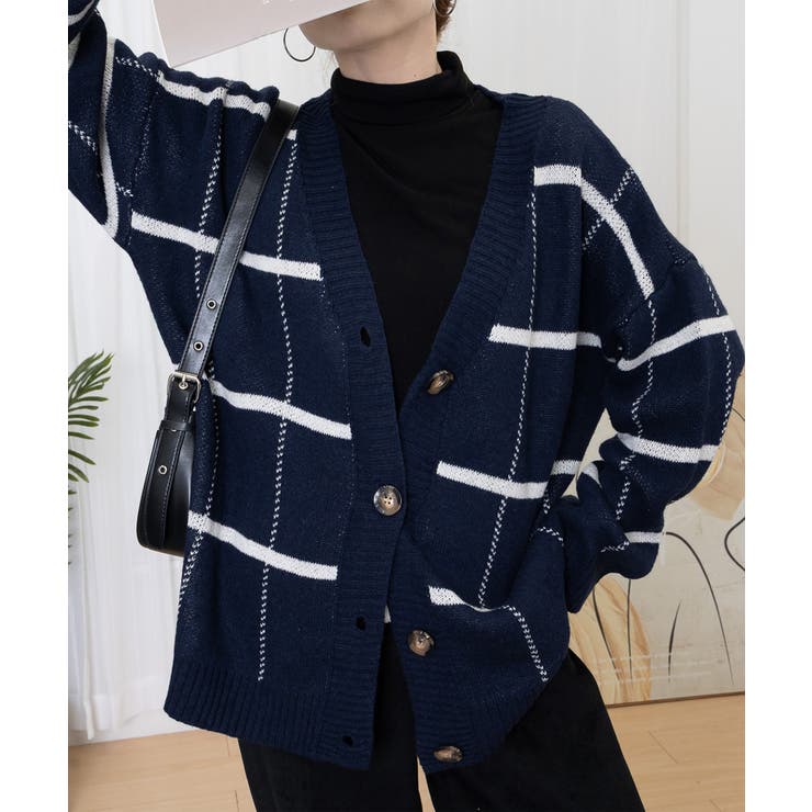 ニットカーディガン BIGチェック柄秋冬 | SUNSHINE CLOSET | 詳細画像30 